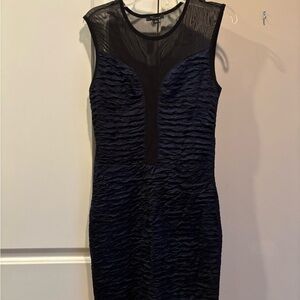 Timing Blue and Black Ruched Bodycon Mini Dress